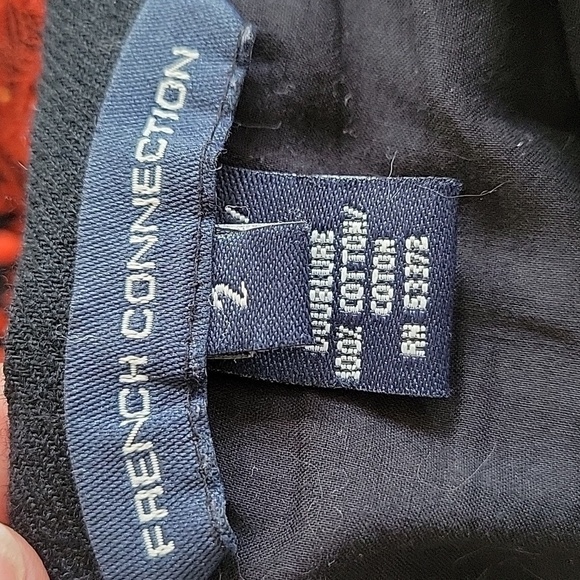 FRENCH connection size 2 black with red embroidery assymetrical midi skirt - Picture 3 of 4